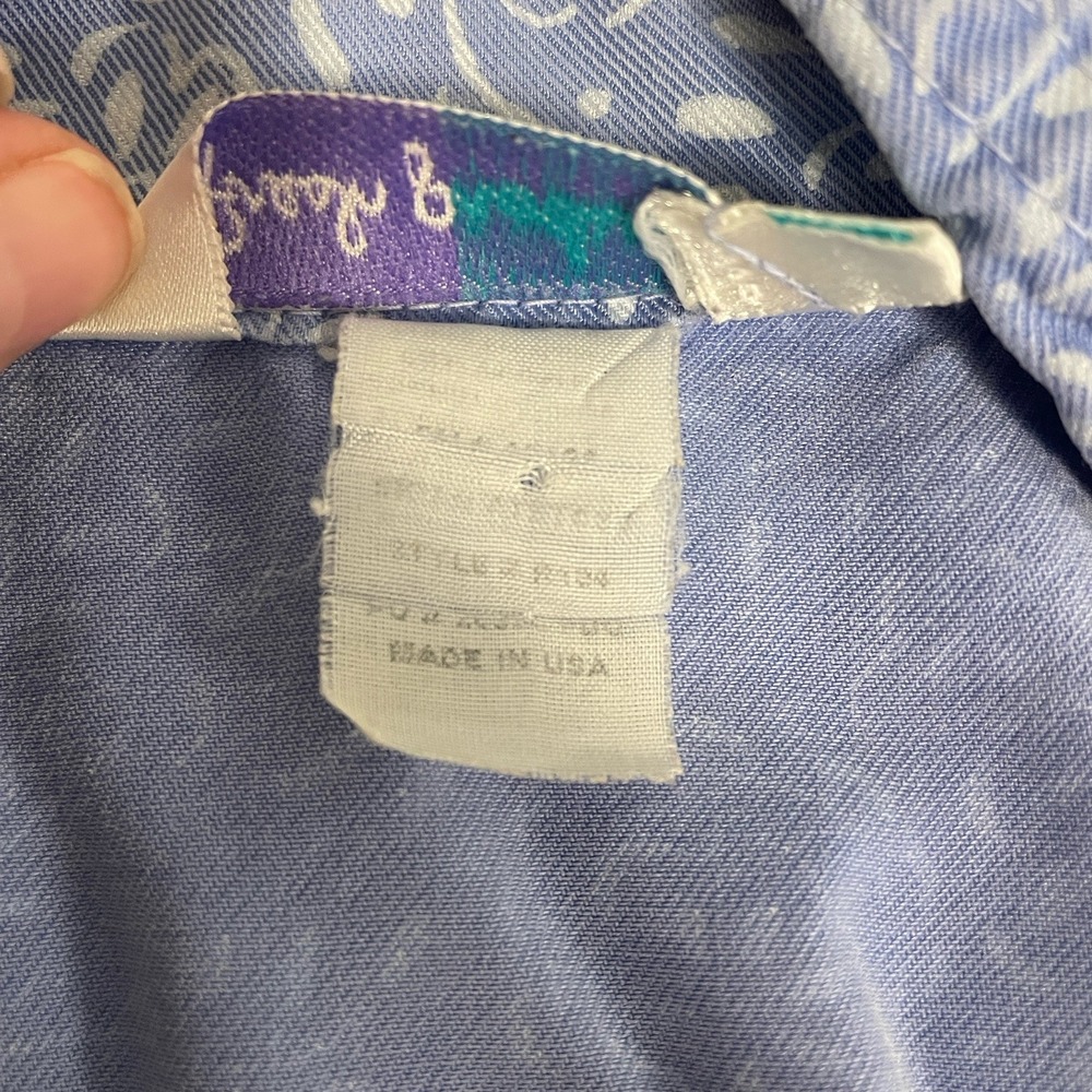 Fresh Produce Button Front Collared Shirt Womens Size L Blue Made In USA Vintage - Picture 6 of 6